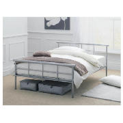 Durban Double Bed, Silver Finish, With Standard