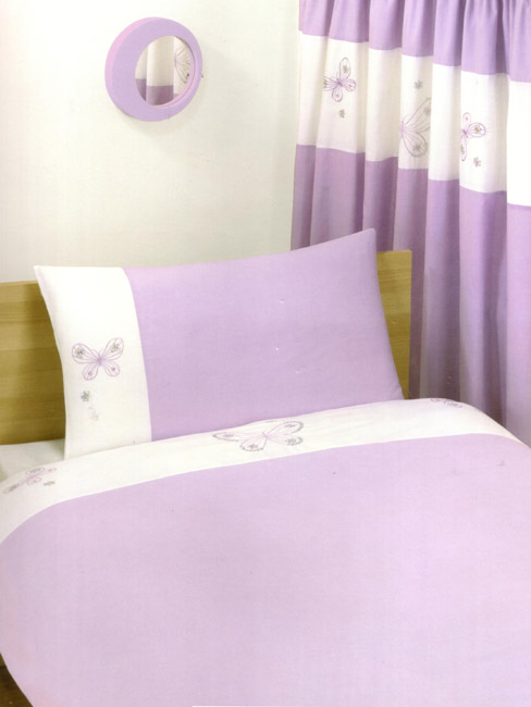 Duvet Cover Butterfly Lilac King Size Embroidered Duvet Cover and 2 pillowcases Bedding