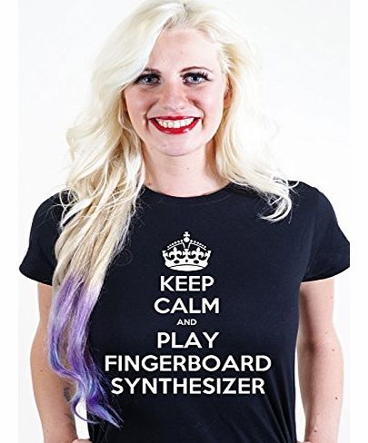 Duxbury Vintage Designs Keep Calm and Play fingerboard synthesizer Unisex T shirt Personalised Unusual Tee in Black Large