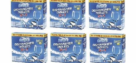 Duzzit 6 x Boxes Of Duzzit Dishwasher Tablets 5 in 1 Lemon Fragrance 90 Tablets