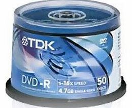 DVD-R 4.7GB DVD TDK DVD-R 4.7GB 16X CAKEBOX SPINDLE TUB (50 PACK) - 50 PCS (EAN 4902030323424)