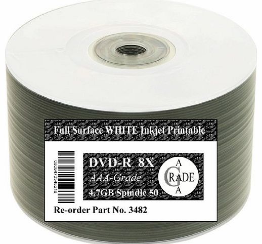 Spool of 50 RiTEK G05 - DVD-R 4.7GB 8X Inkjet Printable White Top Full Face spindle 50 pack