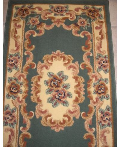 Dynasty SOFT GREEN RUG IN A TRADITIONAL CHINESE PATTERN DESIGN WITH CARVED RELIEF EFFECT (5FT x 8FT)