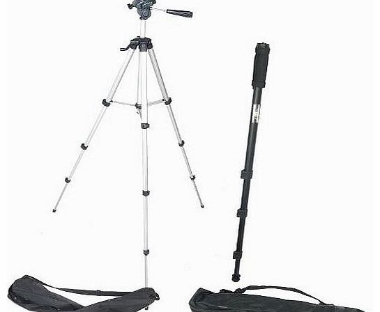 DynaSun WT363 Tripod and WT1003 171cm Monopod Professional Camera Tripod Lightweight Stand Kit with 3 Way Head System and Carry Case