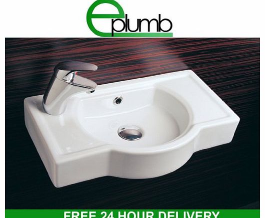 Small Compact Square Rectangle Cloakroom Basin Bathroom Sink Wall Hung 500 X 300