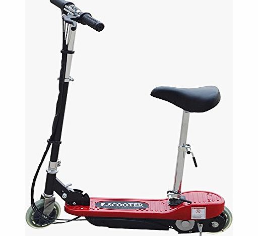 E Scooter Childrens Kids 100WS-Red Electric E Scooter 120W Rechargeable Battery Ride On Toy   Adjustable Removable Seat