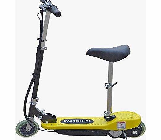 E Scooter Childrens Kids 100WS-Yellow Electric E Scooter 120W Rechargeable Battery Ride On Toy   Adjustable Removable Seat