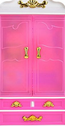 E-TING Pink Plastic Furniture Wardrobe DollHouse Accessories For Barbie Doll NEW