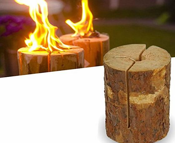 e2e Real Wood Small Party Light Garden Fire Log Candle Torch (Set of 2)