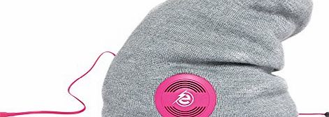 Earebel powered by AKG Earebel Light Grey Lifestyle Slim Beanie Hat with Built-In Pink AKG Headphones, Bear Wood