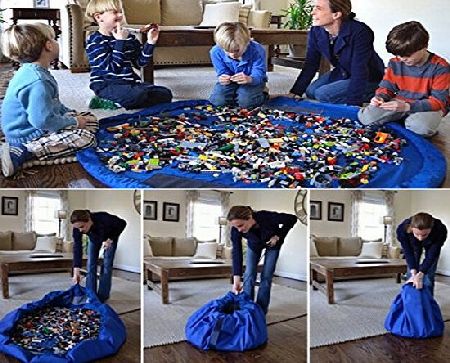 Play amp; Storage mat - Quickly swoops into a shoulder bag - Ideal for Lego, Duplo amp; other childrens toys for faster cleanup! Atlantic Blue (Large- 150CM)