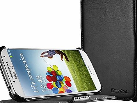 EasyAcc Leather Flip Case for Samsung Galaxy S4 Cover Phone Book Case Protective Cover with Stand for Samsung Galaxy S IV I9500 Black - Premium PU Leather