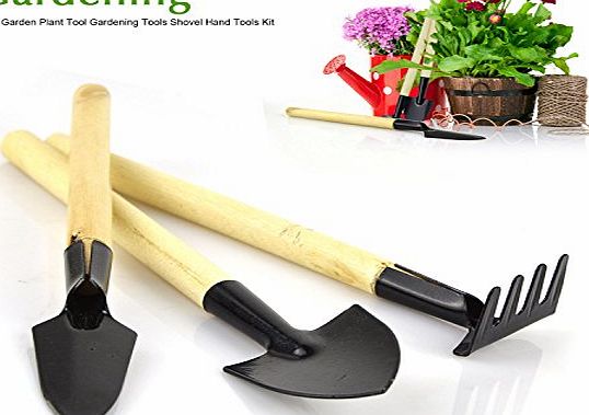 eBerry Small Gardening Tool Kit 3 Pieces(Trowel Cultivator Transplanter) Home Garden Lawn Potting Plant Care Equipment Rust Resistant Soft Touch Ergonomic Wooden Handle Design Perfect Gift for Garden Lovers 