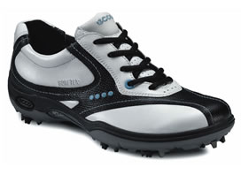 ecco Ladies Golf Shoe Casual Pitch GTX Black/White/Blue Bell 38833