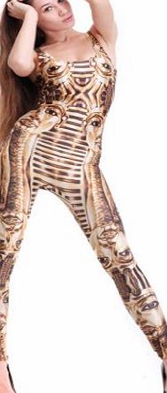 ECOSCO OMO Womens Digital Egyptian Queen Print One Piece Bodysuit Jumpsuit Legging