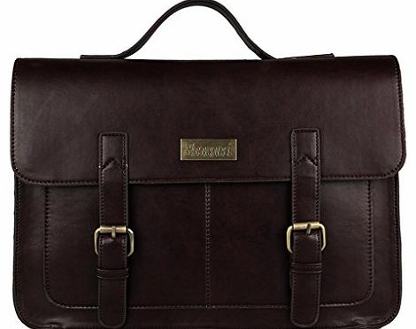 Ecosusi Men Vintage Leather Briefcase Hand Bags Satchel (Coffee)