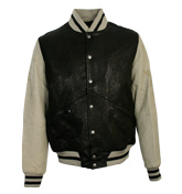 Black and Grey Tattooing Leather Jacket