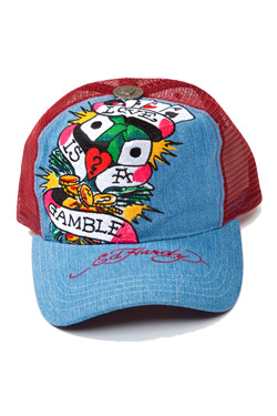 Ed Hardy Love Is A Gamble Embroidered Truckers Cap