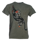 Panther Jumping Dark Olive T-Shirt