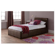 Faux Leather Single Storage Bed, Brown