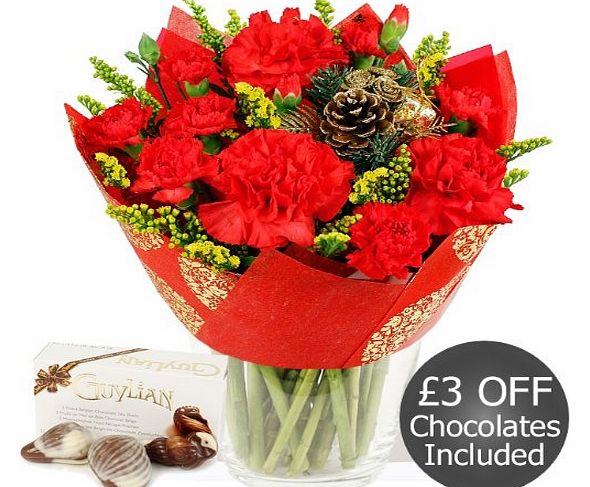 Eden4flowers Christmas Flowers Delivered - Simply Christmas Red with Chocolates