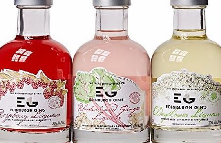 Edinburgh Gins Raspberry/Elderflower/Rhubarb and Ginger Liqueurs Gift Set 20 cl (Case of 3)