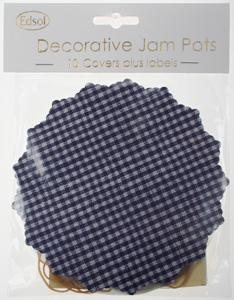 jam pot cover sets in Blue Gingham