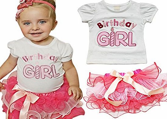 EFE Baby Birthday Girls Top T-Shirt Tutu Dress Petti Skirt 2pcs Outfits Set Clothing 6-12 Months