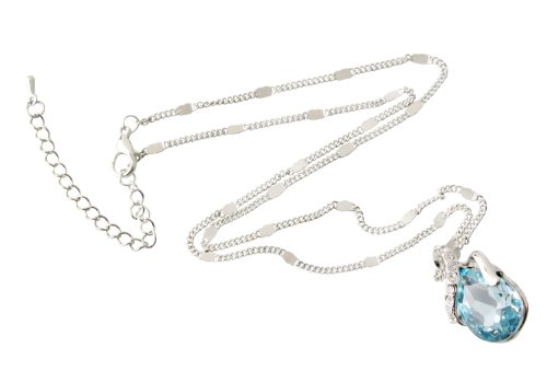 TM) Sea Blue Elements Crystal Teardrop Pendant Love Heart Necklace +eFutures nice Keyring