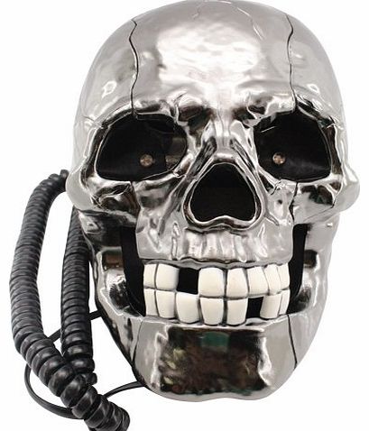 eGadget Novelty ``Flashing LED Eyes`` Rustic Skull Corded / Wired Land Line Phone (non mains powered)
