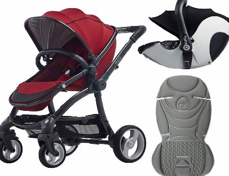 egg Travel System Gunmetal/Berry Red With Steel