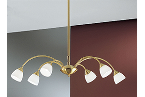Lavida Modern Brass Coated Ceiling Light With 8 White Opaque Glass Shades