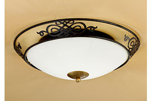 Mestre Antique Brown And Gold Traditional Ceiling Light With White Glass Shade