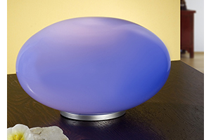 Naro Modern Nickel Matt Table Lamp With A Blue Glass Shade