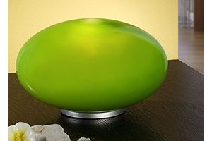 Naro Modern Nickel Matt Table Lamp With A Green Glass Shade