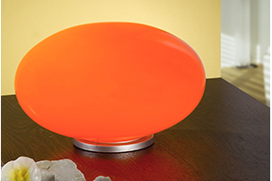 Naro Modern Nickel Matt Table Lamp With An Orange Glass Shade