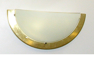 Planet Modern Half Moon Wall Light In Brass With A White Glass Shade