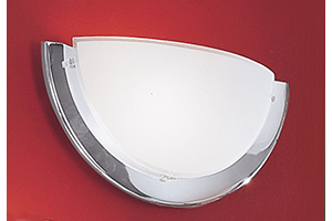 Planet Modern Half Moon Wall Light In Chrome With A White Glass Shade