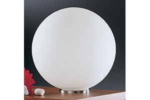 Rondo Globe Shaped Table Lamp In Nickel Matt Finish With A White Glass Shade
