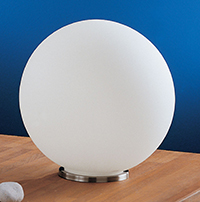Rondo Modern Nickel And Glass Table Lamp With A Globe Shaped Glass Shade