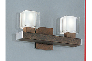 Eglo Lighting Tenno Modern Antique Brown Wall Light With Lead Crystal Shades