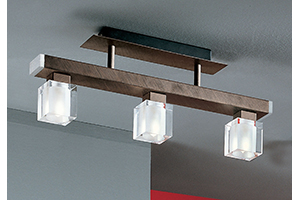 Tenno Modern Ceiling Light In An Antique Brown Finish With Lead Crystal Shades