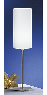 Tube Modern Table Lamp With An Aluminium Base And Natural Coloured Fabric Shade