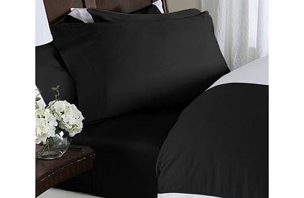 Egyptian Bedding 1000-Thread-Count Egyptian Cotton 1000Tc Duvet Set And 2 Shams, Queen, Black Solid 1000 Tc
