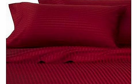 Egyptian Bedding 1200 Thread-Count, King Pillow Cases, Red Stripe, Set Of 2