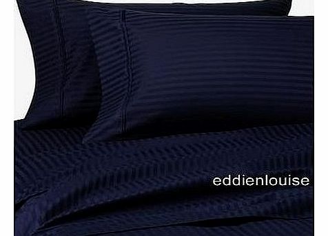 Egyptian Bedding 300 Thread Count Egyptian Cotton 300TC Duvet Cover Set, King , Navy Stripe
