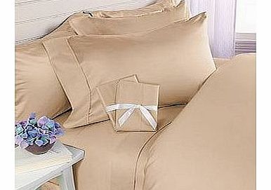 Egyptian Bedding 800 Thread-Count, Queen Pillow Cases, Beige Solid, Set Of 2