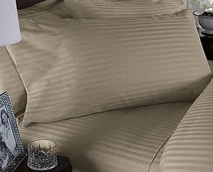 Egyptian Cotton Factory Store Luxurious Seven (7) Piece Set, Beige Damask Stripe, Queen Size, 4Pc Bed Sheet Set 