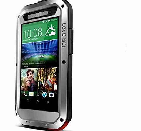 EKCASE LOVEMEI 2014 Newest Aluminum Extreme Shockproof Weather Dust/Dirt Proof Resistant Case With Gorilla Glass Military Heavy Duty Case Shell For HTC ONE (E8) (Silver)