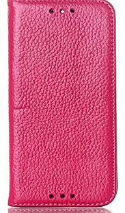 Real Leather HTC One M8 Case, Business Series Wallet Design Protective Flip Case Cover Luxury Stand Function, Crazy Horse Lines, Rose